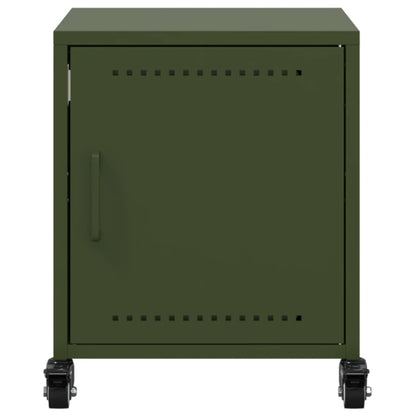 vidaXL Table de chevet Vert olive 36x39x43,5 cm Acier