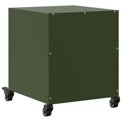 vidaXL Table de chevet Vert olive 36x39x43,5 cm Acier