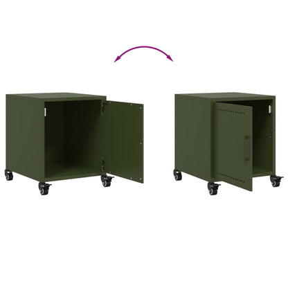vidaXL Table de chevet Vert olive 36x39x43,5 cm Acier