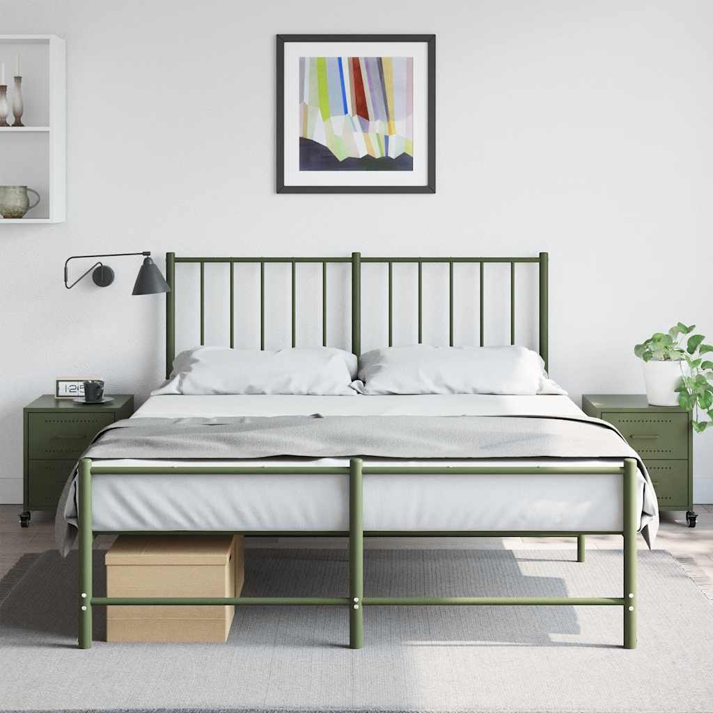 vidaXL Tables de chevet 2 pcs Vert olive 36x39x43,5 cm Acier
