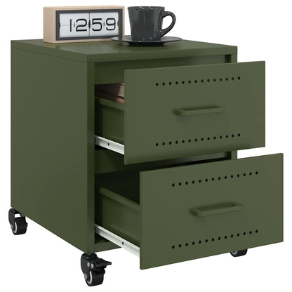 vidaXL Tables de chevet 2 pcs Vert olive 36x39x43,5 cm Acier
