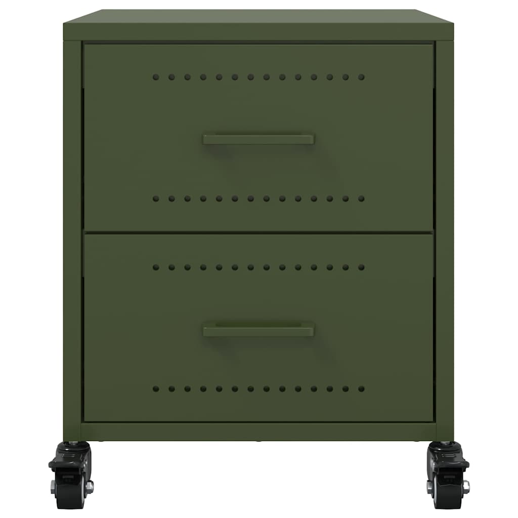 vidaXL Tables de chevet 2 pcs Vert olive 36x39x43,5 cm Acier