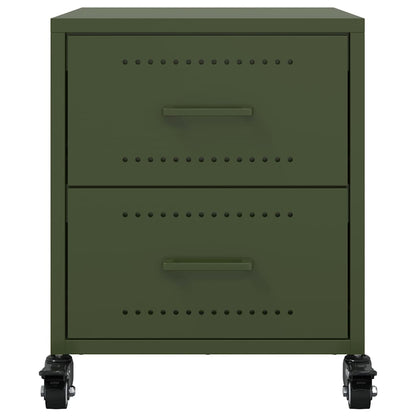 vidaXL Tables de chevet 2 pcs Vert olive 36x39x43,5 cm Acier