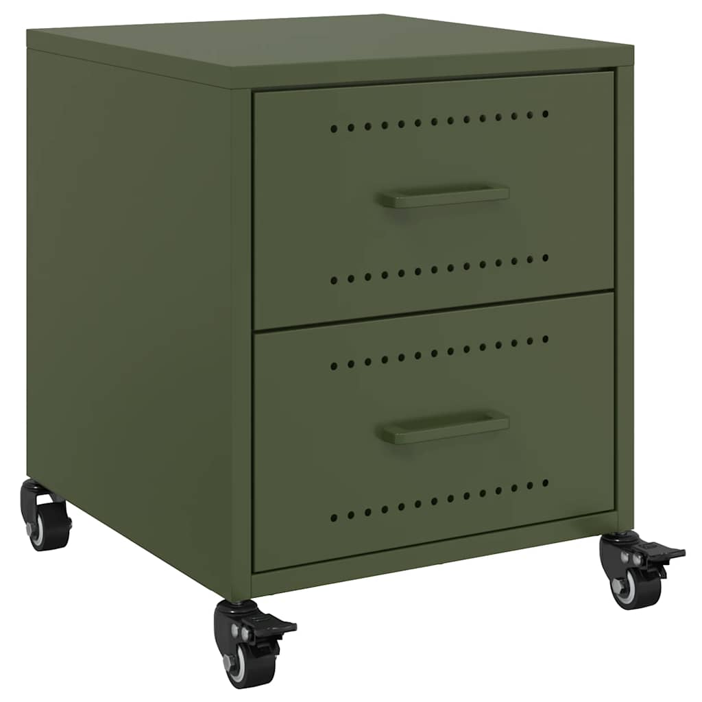 vidaXL Tables de chevet 2 pcs Vert olive 36x39x43,5 cm Acier