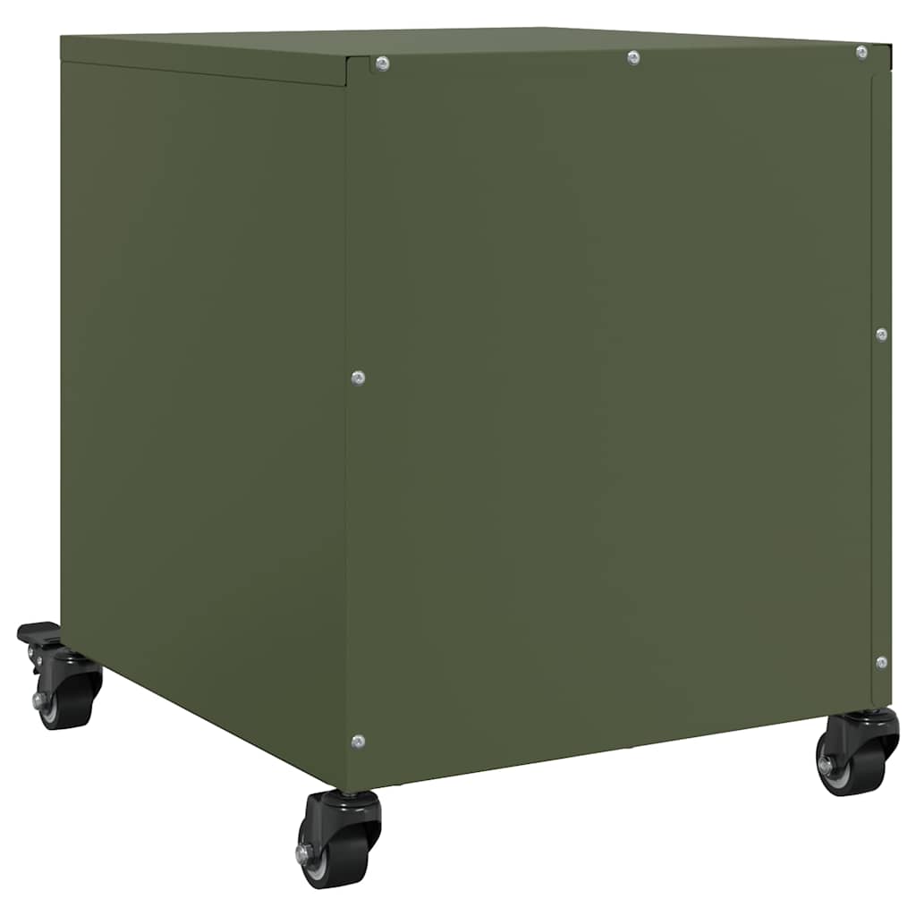 vidaXL Tables de chevet 2 pcs Vert olive 36x39x43,5 cm Acier