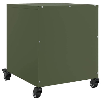 vidaXL Tables de chevet 2 pcs Vert olive 36x39x43,5 cm Acier