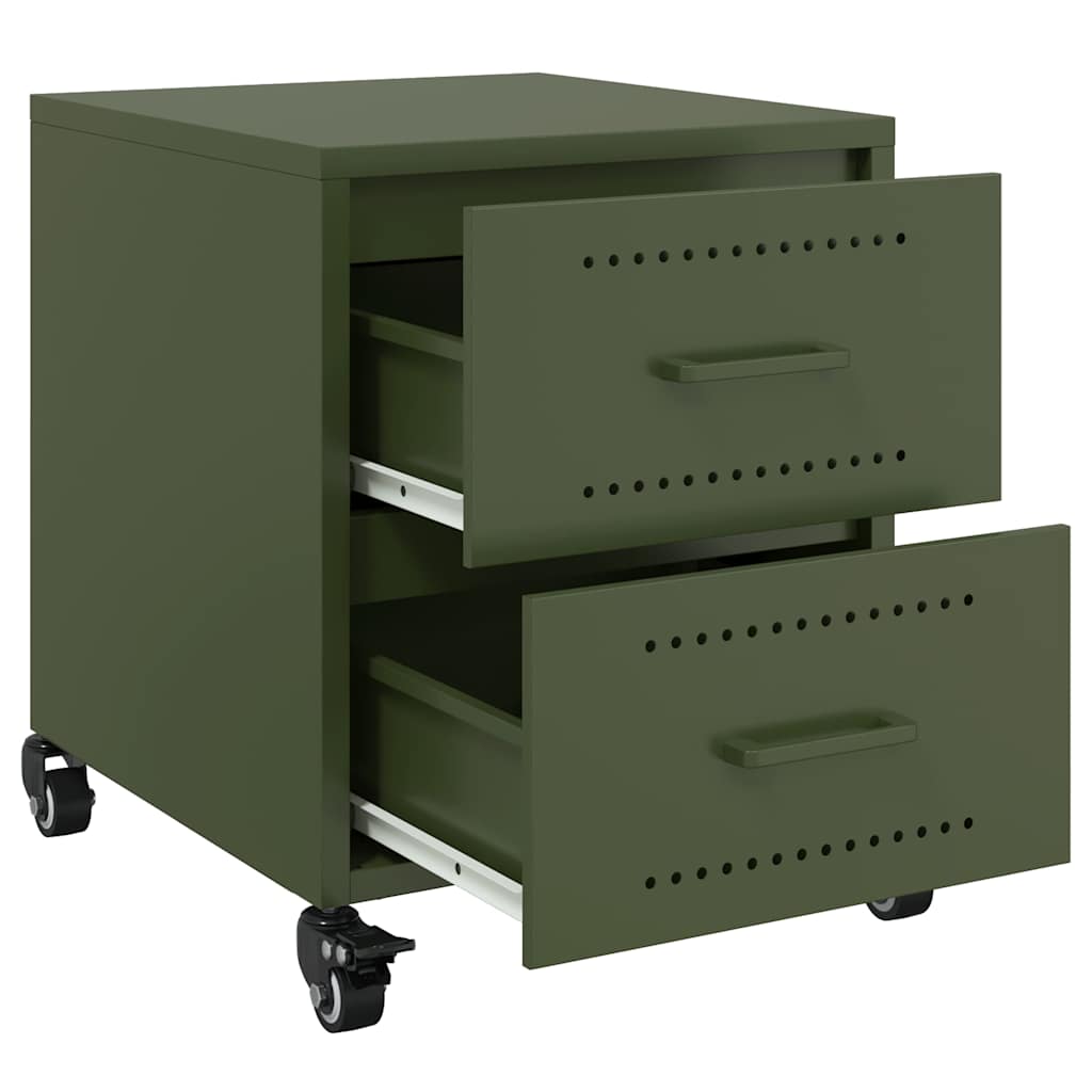 vidaXL Tables de chevet 2 pcs Vert olive 36x39x43,5 cm Acier