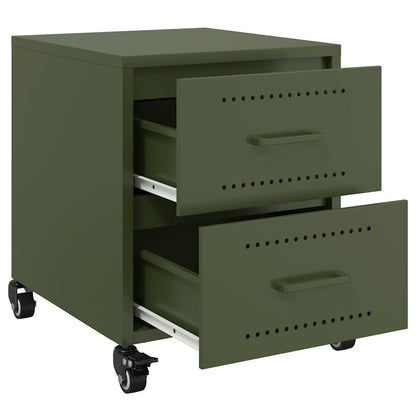 vidaXL Tables de chevet 2 pcs Vert olive 36x39x43,5 cm Acier