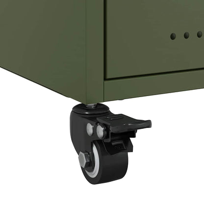 vidaXL Tables de chevet 2 pcs Vert olive 36x39x43,5 cm Acier