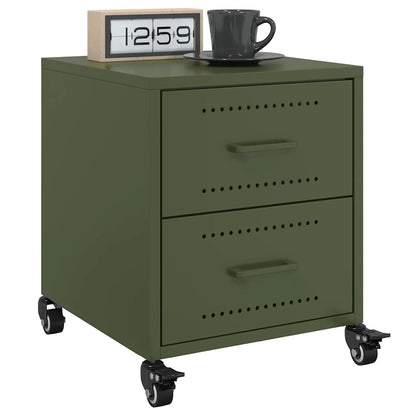 vidaXL Tables de chevet 2 pcs Vert olive 36x39x43,5 cm Acier