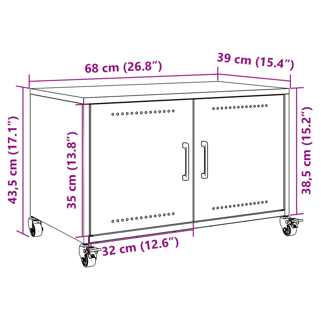 vidaXL TV-Schrank Rosa 68x39x43,5 cm Kaltgewalzter Stahl