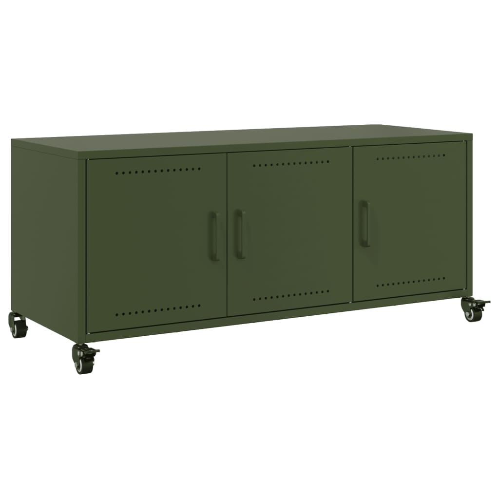 vidaXL TV-Schrank Olivgrün 100,5x39x43,5 cm Kaltgewalzter Stahl