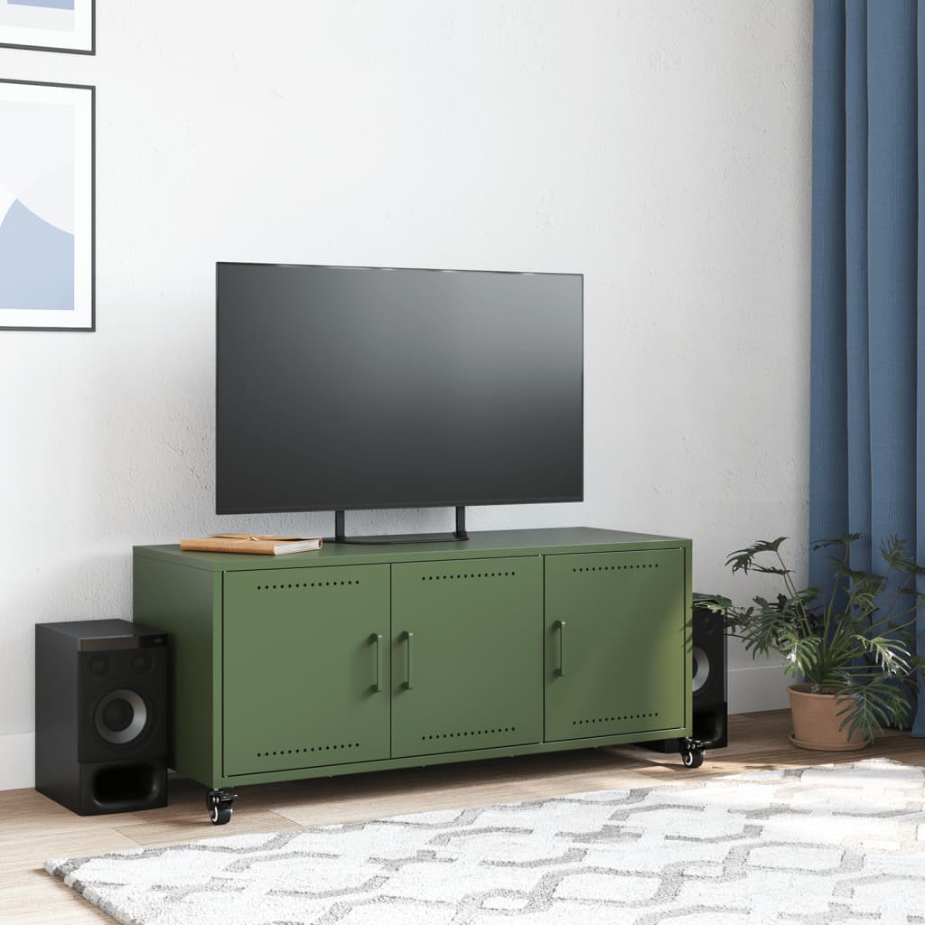 vidaXL TV-Schrank Olivgrün 100,5x39x43,5 cm Kaltgewalzter Stahl