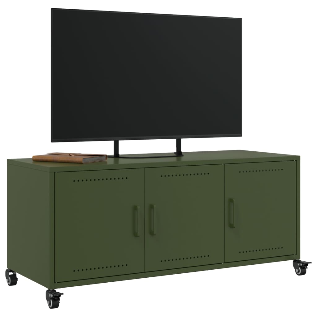 vidaXL TV-Schrank Olivgrün 100,5x39x43,5 cm Kaltgewalzter Stahl
