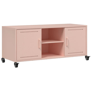 vidaXL Meuble TV rose 100,5x39x43,5 cm Acier