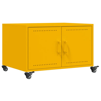 vidaXL Table basse Moutarde 68x50x43,5 cm Acier laminé à froid