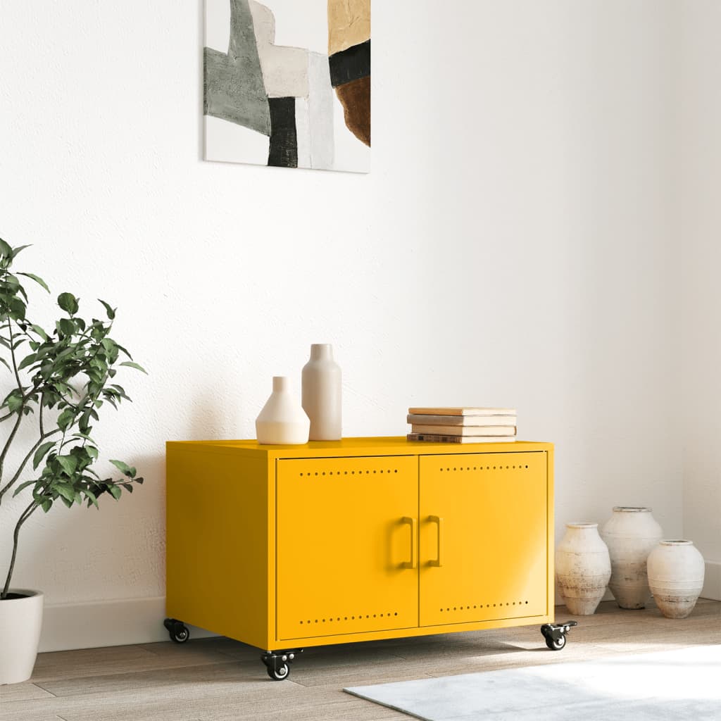 vidaXL Table basse Moutarde 68x50x43,5 cm Acier laminé à froid