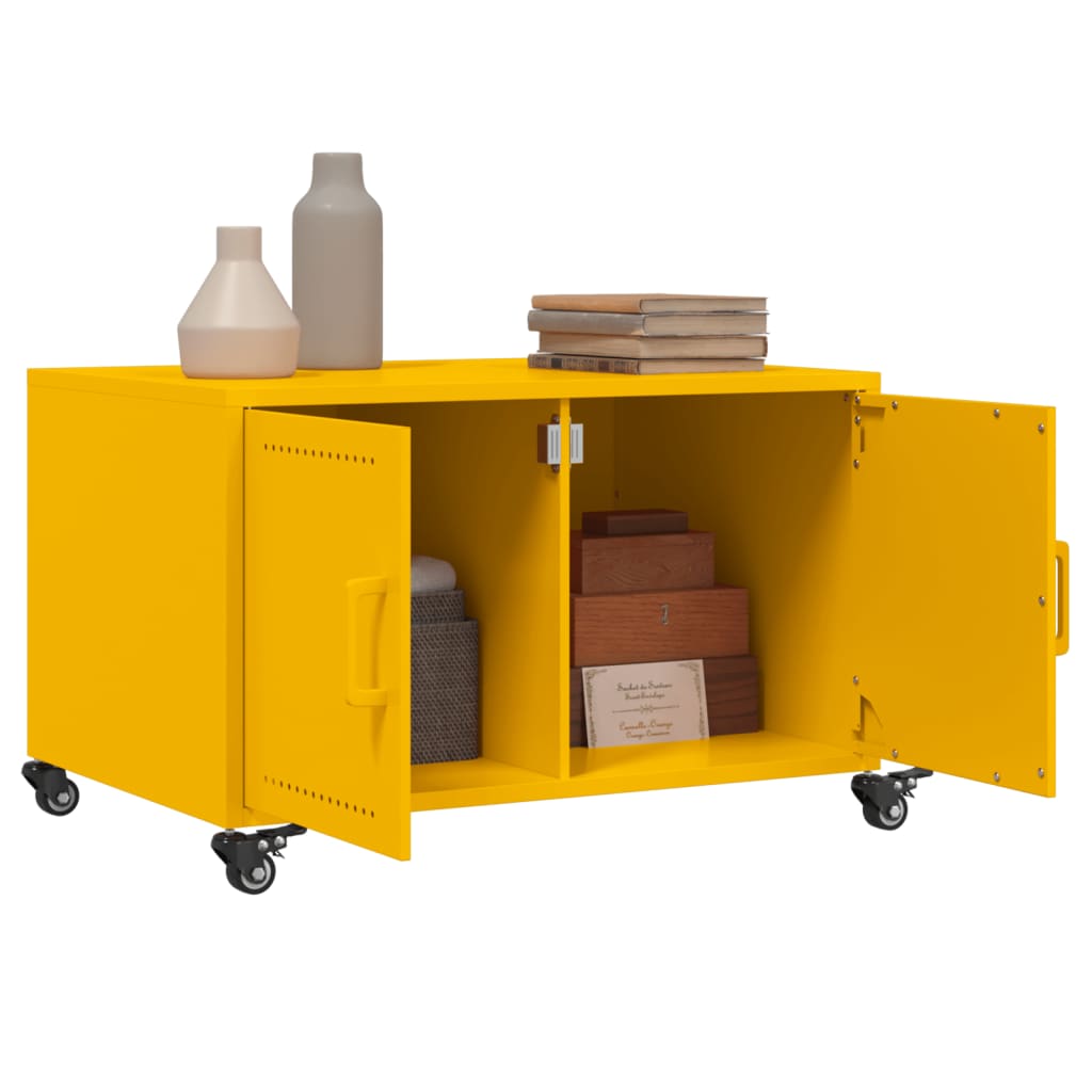 vidaXL Table basse Moutarde 68x50x43,5 cm Acier laminé à froid
