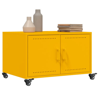 vidaXL Table basse Moutarde 68x50x43,5 cm Acier laminé à froid