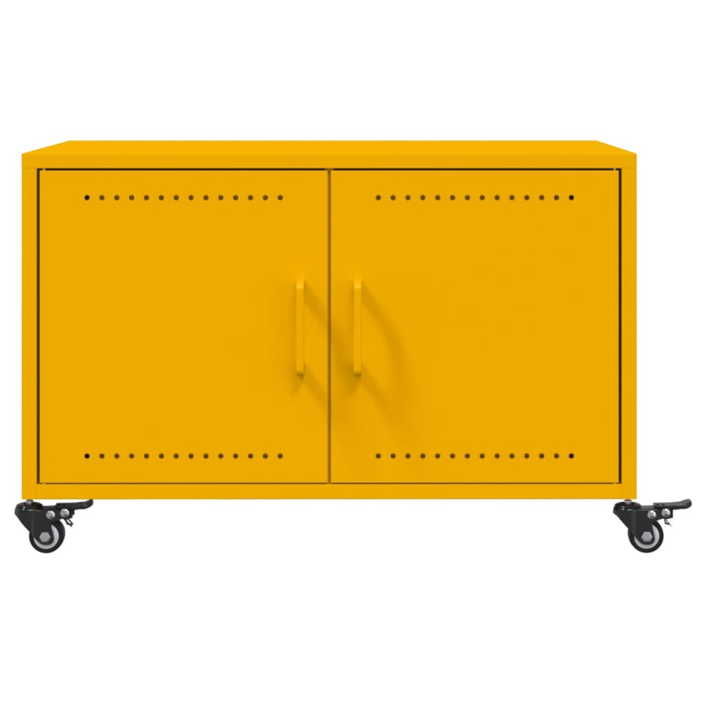 vidaXL Table basse Moutarde 68x50x43,5 cm Acier laminé à froid