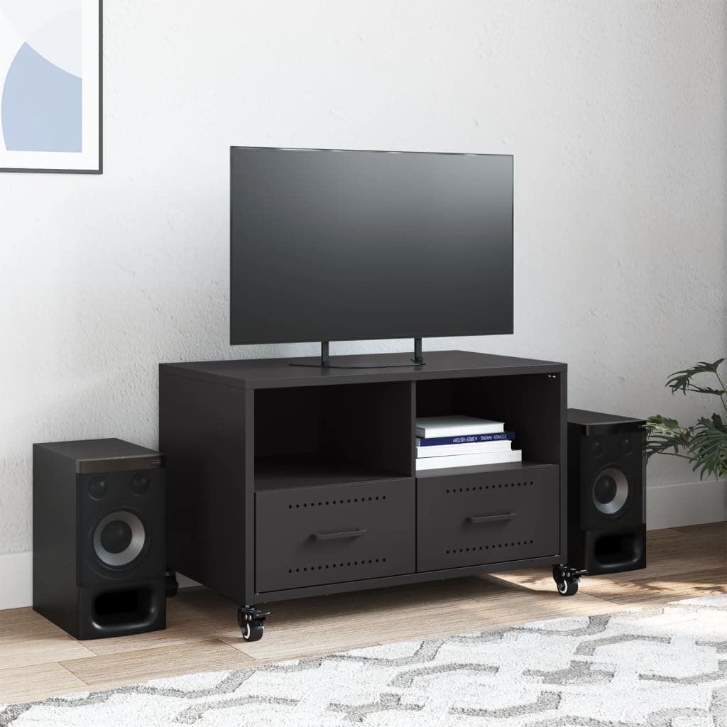 vidaXL TV-Schrank Schwarz 68x39x43,5 cm Stahl