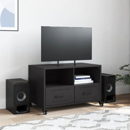 vidaXL TV-Schrank Schwarz 68x39x43,5 cm Stahl