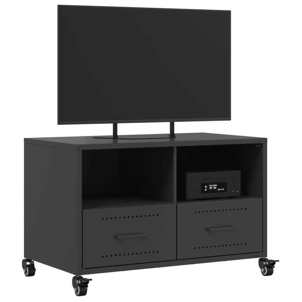 vidaXL TV-Schrank Schwarz 68x39x43,5 cm Stahl