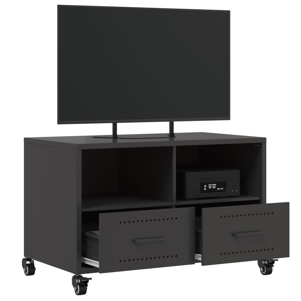 vidaXL TV-Schrank Schwarz 68x39x43,5 cm Stahl