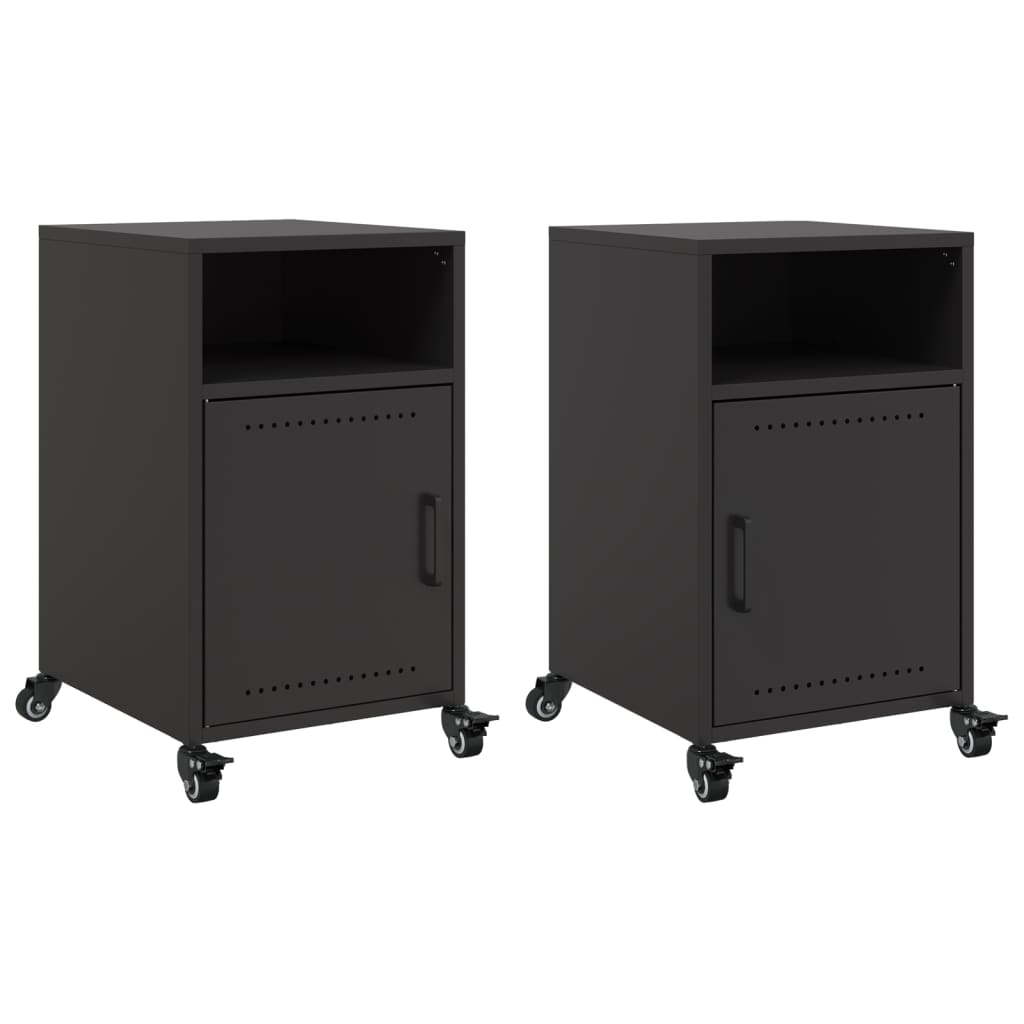 vidaXL Nachttische 2 Stk. Schwarz 36x39x59 cm Stahl