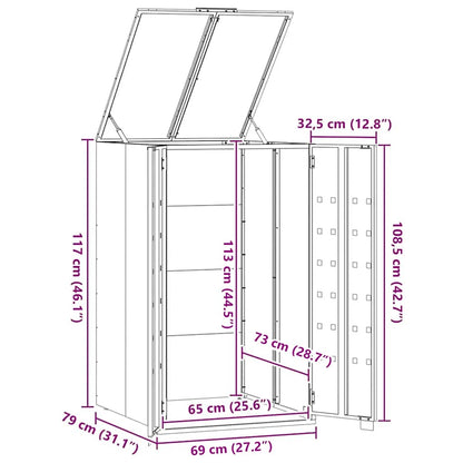 Mülltonnenbox für 1 Tonne Grau 69x79x117 cm Stahl