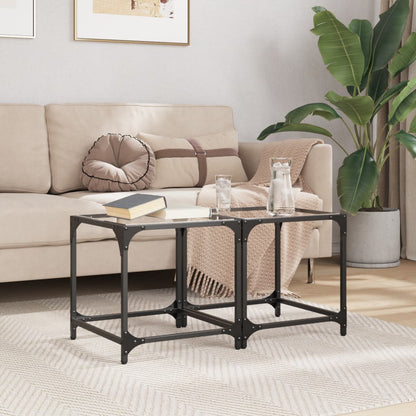 vidaXL Tables basses avec plateau en verre 2 pcs Transparent 40x40x40 cm Acier