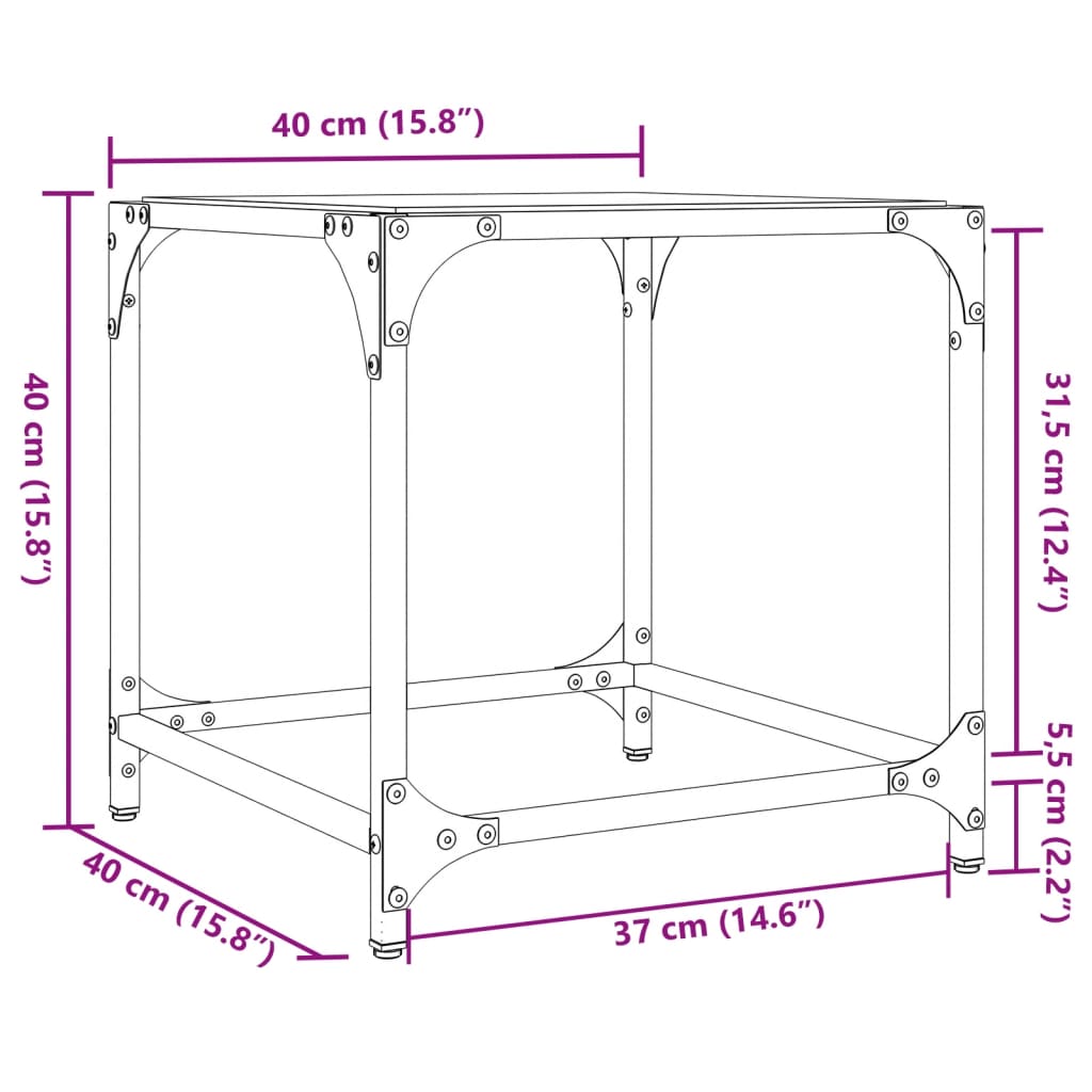 vidaXL Tables basses avec plateau en verre 2 pcs Transparent 40x40x40 cm Acier