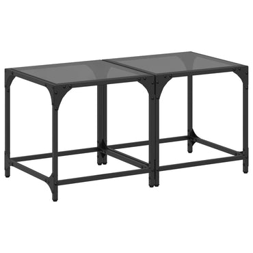 vidaXL Tables basses avec plateau en verre 2 pcs Noir 40x40x40 cm Acier