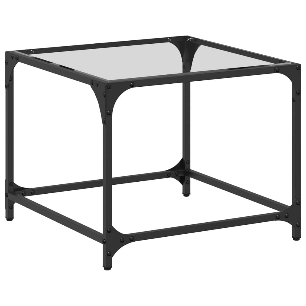 vidaXL Table basse avec plateau en verre Transparent 50x50x40 cm Acier