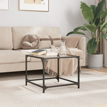vidaXL Table basse avec plateau en verre Transparent 50x50x40 cm Acier
