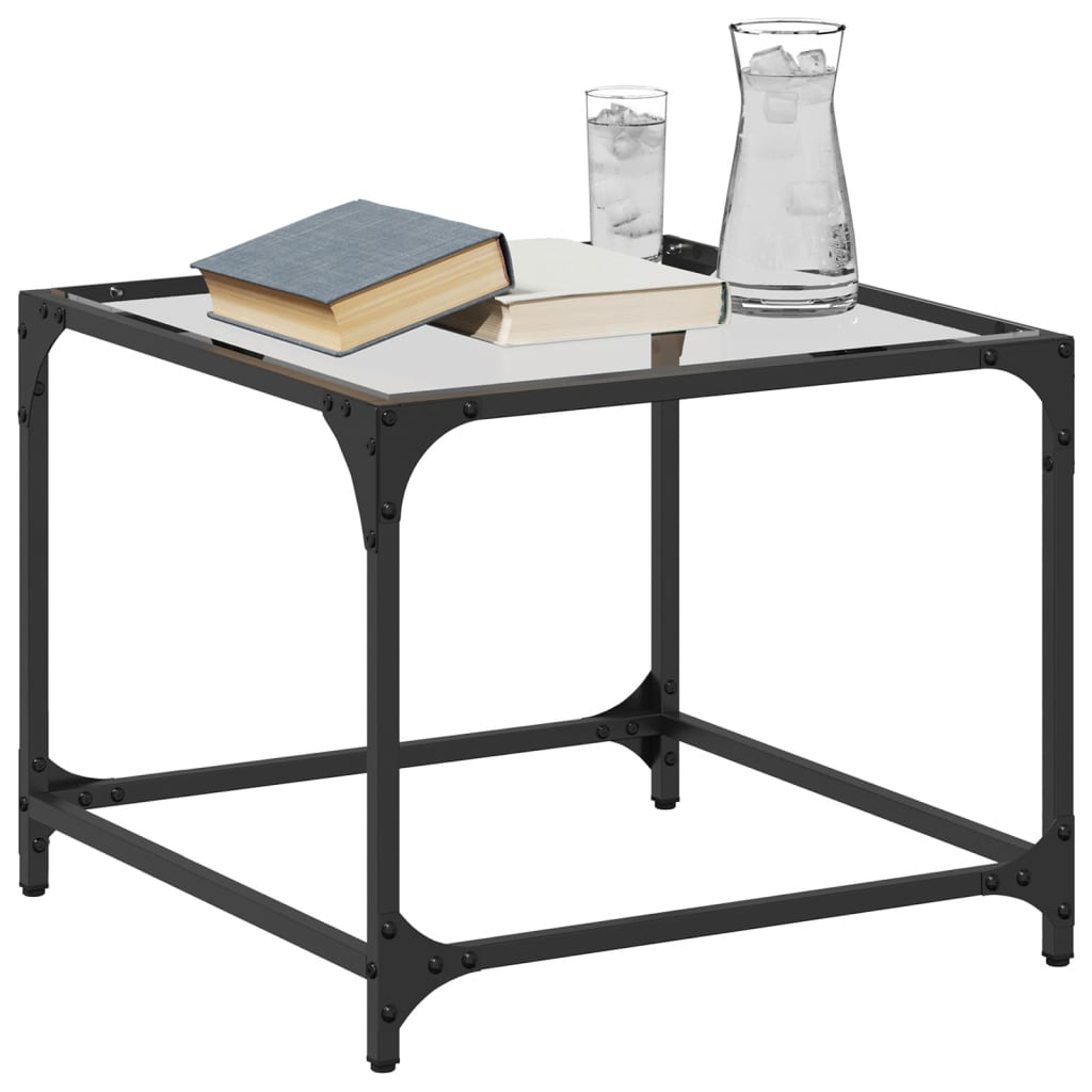 vidaXL Table basse avec plateau en verre Transparent 50x50x40 cm Acier