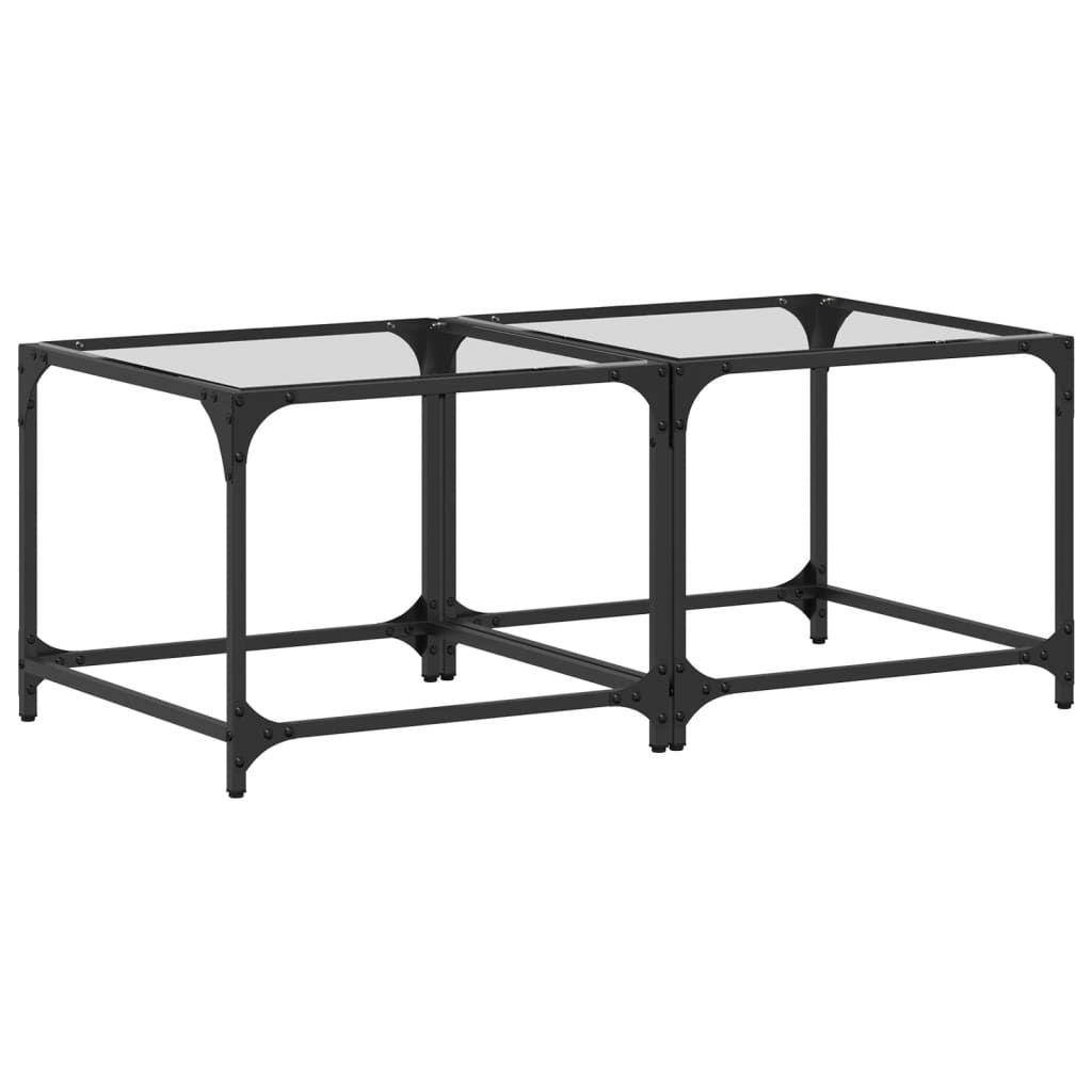 vidaXL Tables basses avec plateau en verre 2 pcs Transparent 50x50x40 cm Acier