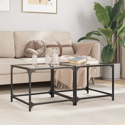 vidaXL Tables basses avec plateau en verre 2 pcs Transparent 50x50x40 cm Acier