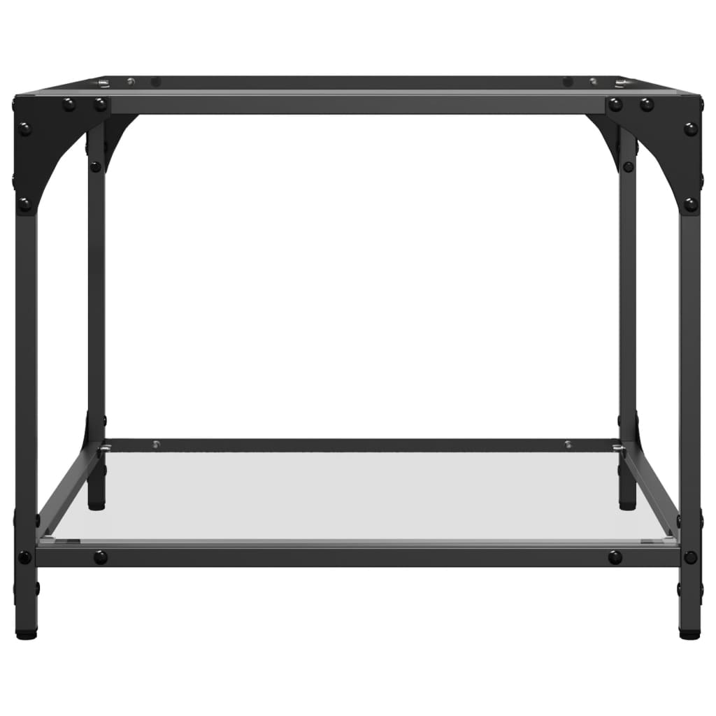 vidaXL Couchtische mit Glasplatte 2 Stk. Transparent 50x50x40 cm Stahl