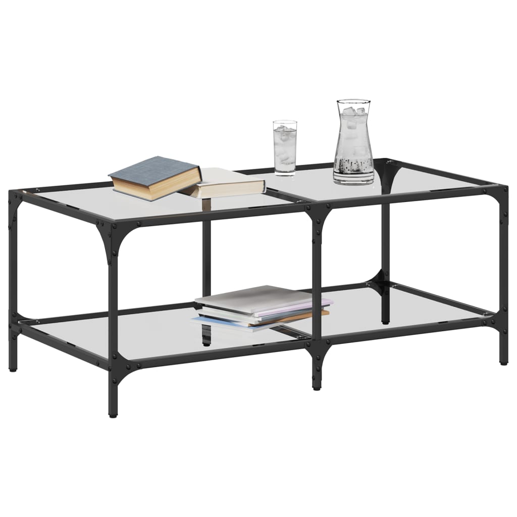 vidaXL Couchtisch mit Glasplatte Transparent 98,5x50x40 cm Stahl