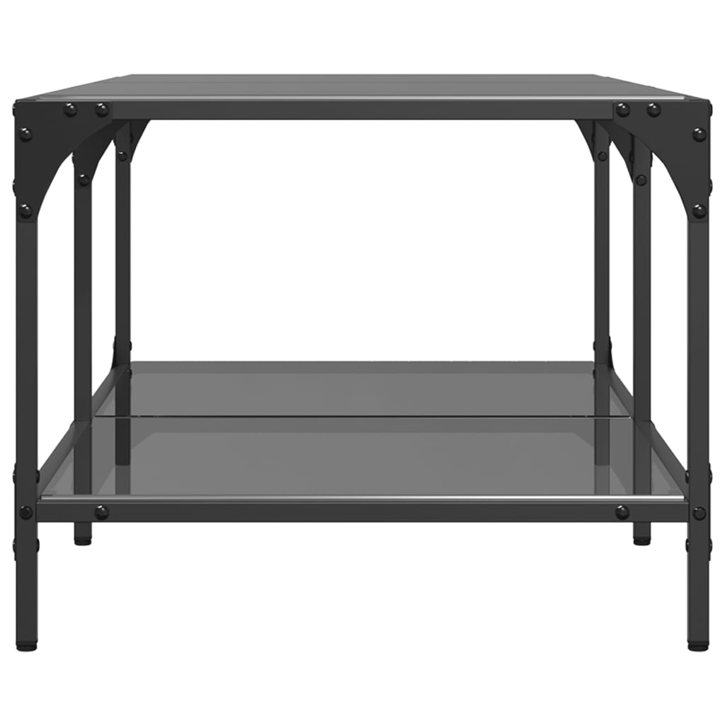 vidaXL Couchtisch mit Glasplatte Schwarz 98,5x50x40 cm Stahl
