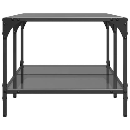 vidaXL Couchtisch mit Glasplatte Schwarz 98,5x50x40 cm Stahl