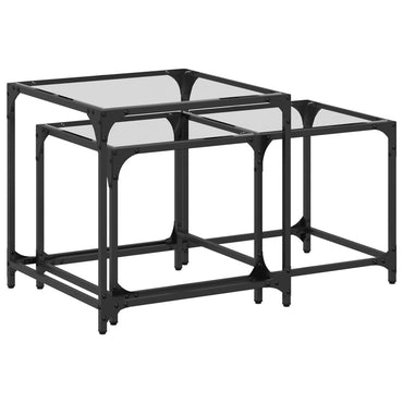vidaXL Tables gigognes 2 pcs avec plateau en verre Transparent Acier