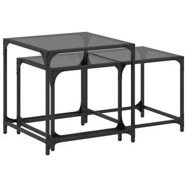 vidaXL Tables basses gigognes 2 pcs avec plateau en verre Noir Acier