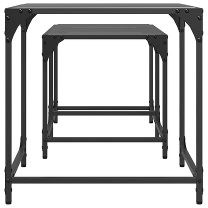 vidaXL Tables basses gigognes 2 pcs avec plateau en verre Noir Acier