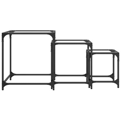 vidaXL Tables gigognes 3 pcs avec plateau en verre Transparent Acier
