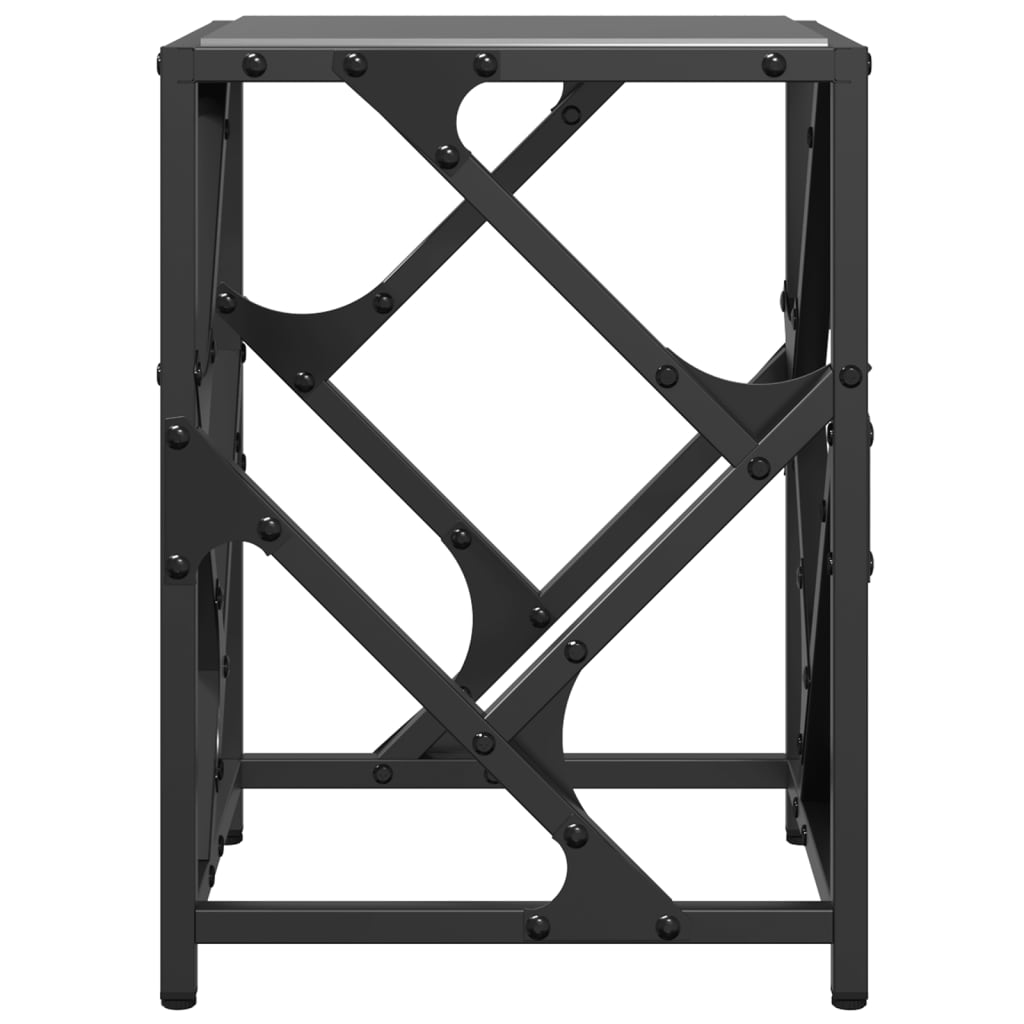 vidaXL Couchtisch mit Glasplatte Schwarz 30x30x41 cm Stahl