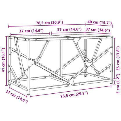 vidaXL Couchtisch mit Glasplatte Transparent 78,5x40x41 cm Stahl