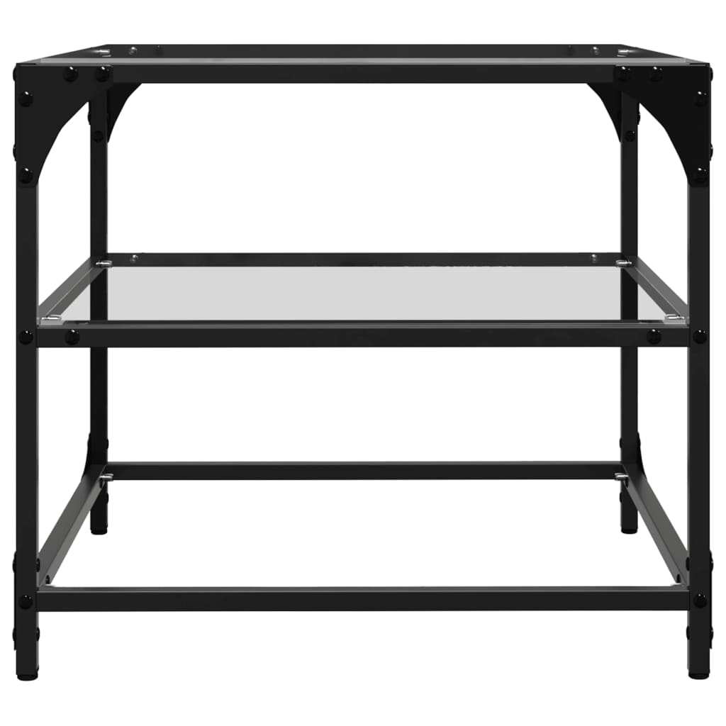 vidaXL Couchtisch mit Glasplatte Transparent 50x50x45 cm Stahl