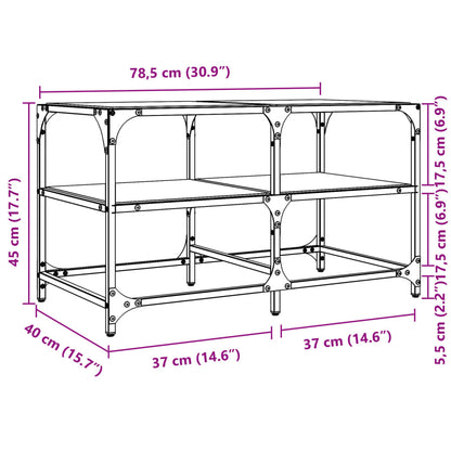 vidaXL Couchtisch mit Glasplatte Transparent 78,5x40x45 cm Stahl